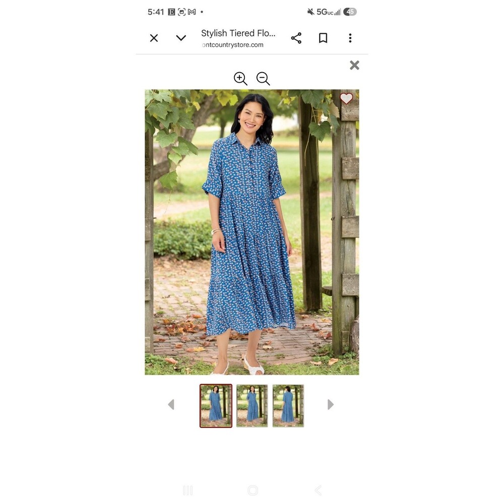 Ella Simone Blue Floral Print Cotton Midi Dress Size Medium M